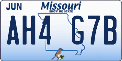 MO license plate AH4G7B