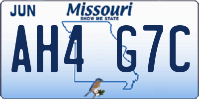 MO license plate AH4G7C