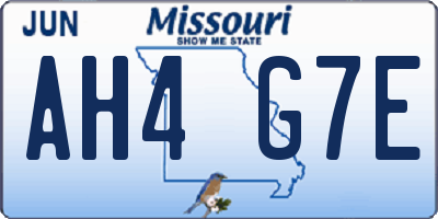 MO license plate AH4G7E