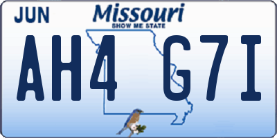 MO license plate AH4G7I