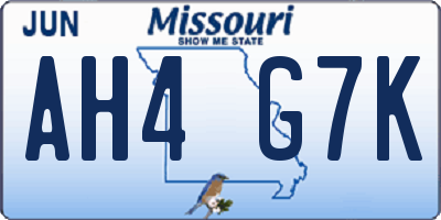 MO license plate AH4G7K