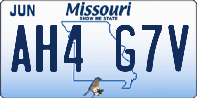 MO license plate AH4G7V