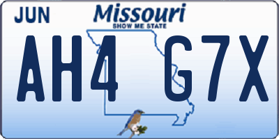 MO license plate AH4G7X