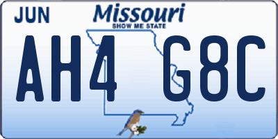 MO license plate AH4G8C