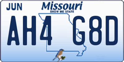 MO license plate AH4G8D