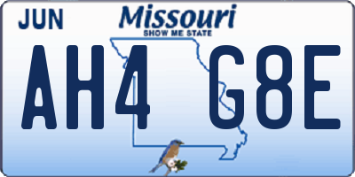 MO license plate AH4G8E