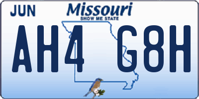MO license plate AH4G8H