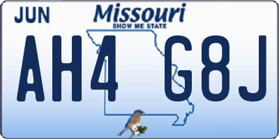 MO license plate AH4G8J
