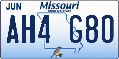 MO license plate AH4G8O