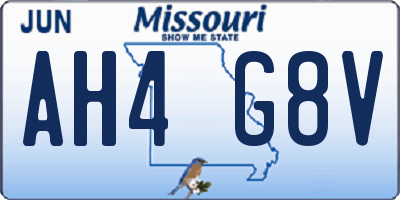 MO license plate AH4G8V