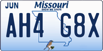 MO license plate AH4G8X