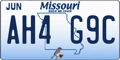 MO license plate AH4G9C