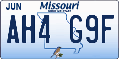 MO license plate AH4G9F