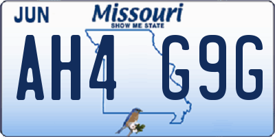MO license plate AH4G9G