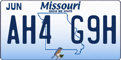 MO license plate AH4G9H