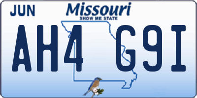 MO license plate AH4G9I