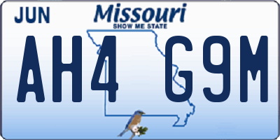 MO license plate AH4G9M