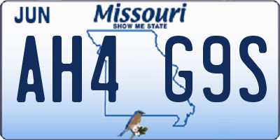 MO license plate AH4G9S