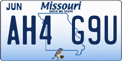 MO license plate AH4G9U