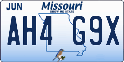MO license plate AH4G9X