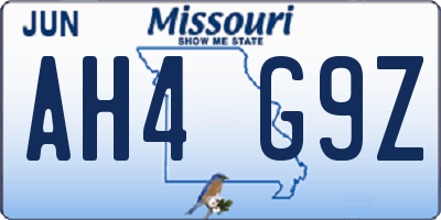 MO license plate AH4G9Z