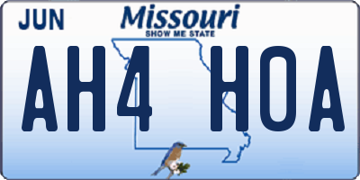 MO license plate AH4H0A