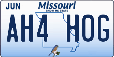 MO license plate AH4H0G