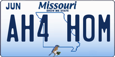 MO license plate AH4H0M