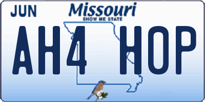 MO license plate AH4H0P