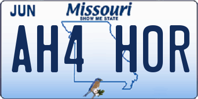 MO license plate AH4H0R