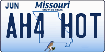 MO license plate AH4H0T