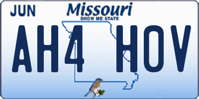 MO license plate AH4H0V