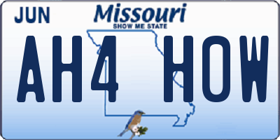MO license plate AH4H0W