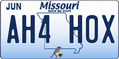 MO license plate AH4H0X