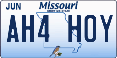 MO license plate AH4H0Y