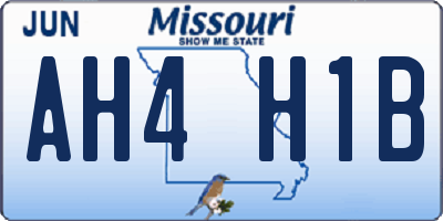 MO license plate AH4H1B