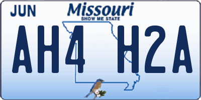MO license plate AH4H2A