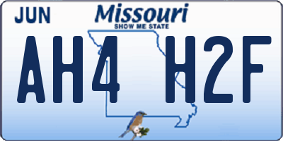 MO license plate AH4H2F