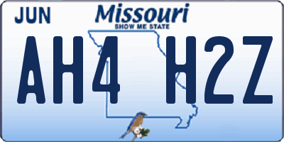 MO license plate AH4H2Z
