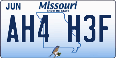 MO license plate AH4H3F