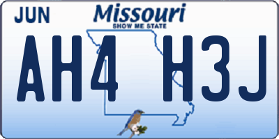 MO license plate AH4H3J