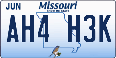 MO license plate AH4H3K