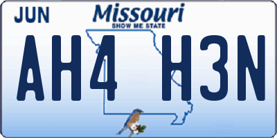 MO license plate AH4H3N