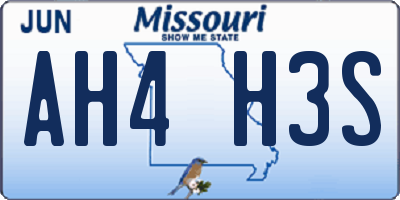 MO license plate AH4H3S