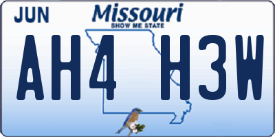 MO license plate AH4H3W