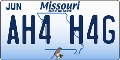 MO license plate AH4H4G