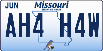 MO license plate AH4H4W