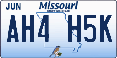 MO license plate AH4H5K