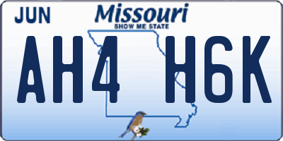 MO license plate AH4H6K