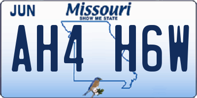 MO license plate AH4H6W